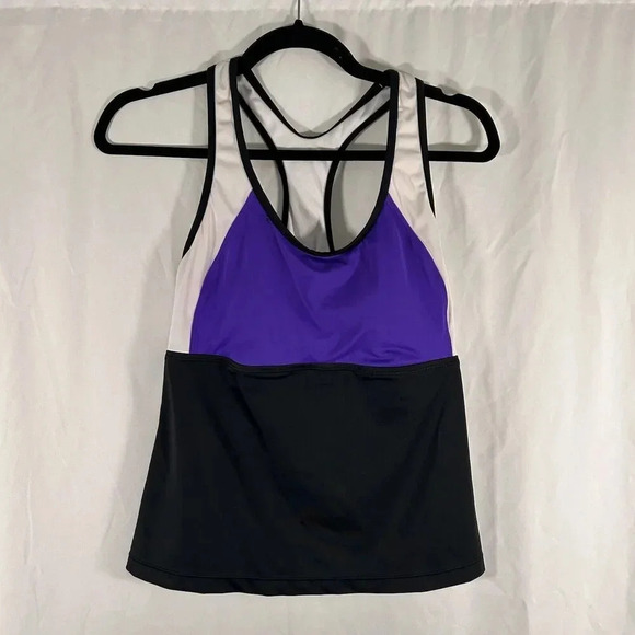 Jag Active Swim Top Women's Medium White Purple Padded Sleeveless Pullover - Picture 1 of 8
